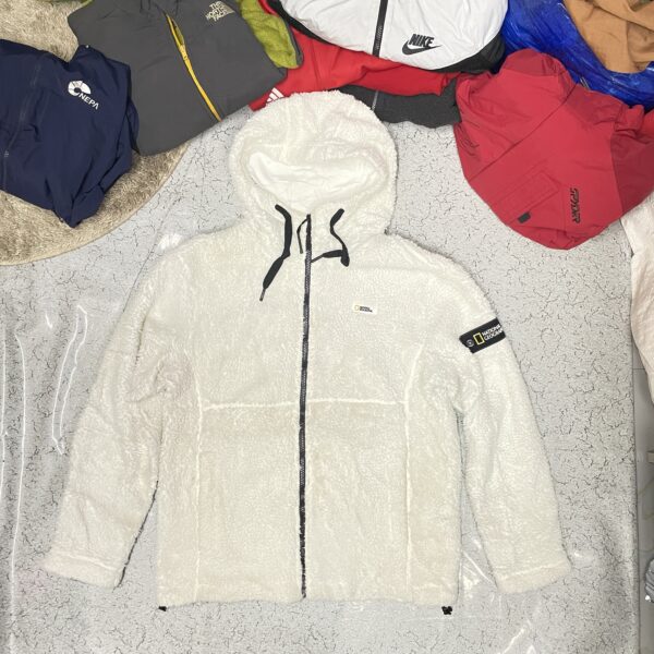 National Geographic Hooded Fleece winter Jacket White -XL