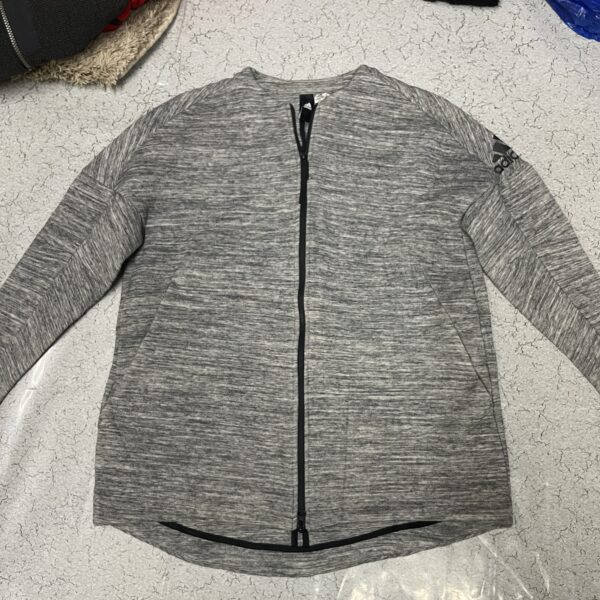 Adidas Athletics Heather Knit Full Zip Training Jacket Grey –XL - Image 2