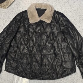 Liobell Faux Leather Fur Collar Vintage Style Jacket Black-L