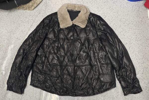 Liobell Faux Leather Fur Collar Vintage Style Jacket Black-L