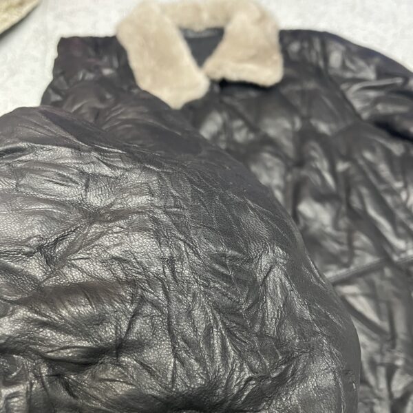 Liobell Faux Leather Fur Collar Vintage Style Jacket Black-L - Image 5