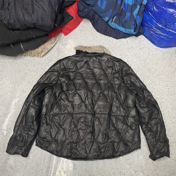 Liobell Faux Leather Fur Collar Vintage Style Jacket Black-L - Image 9