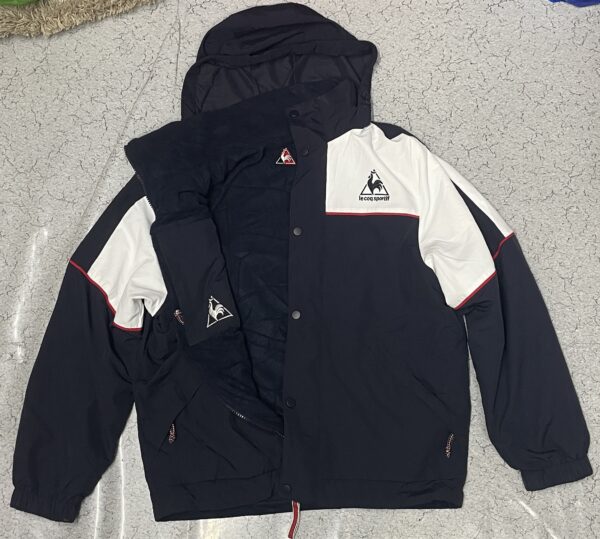Le Coq Sportif Puffer Reversible Hooded Winter Jacket - L