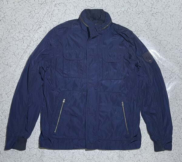 Tommy Hilfiger Navy Blue Military Style Jacket – Size L Logo Pate - Image 2