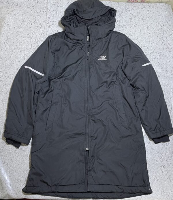 New Balance Insulated Long Puffer Coat Heavy Winter Jacket Black XL - Image 2
