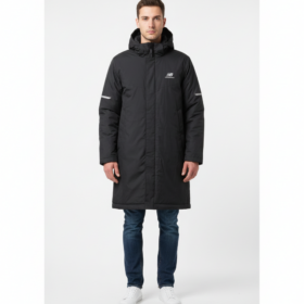 New Balance Insulated Long Puffer Coat Heavy Winter Jacket Black XL