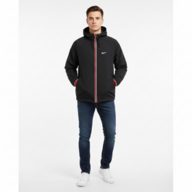 Nike Basketball Black Hooded Windbreaker Jacket – Size XL