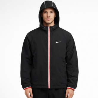 Nike Black Hooded Windbreaker Red White Jacket Xl