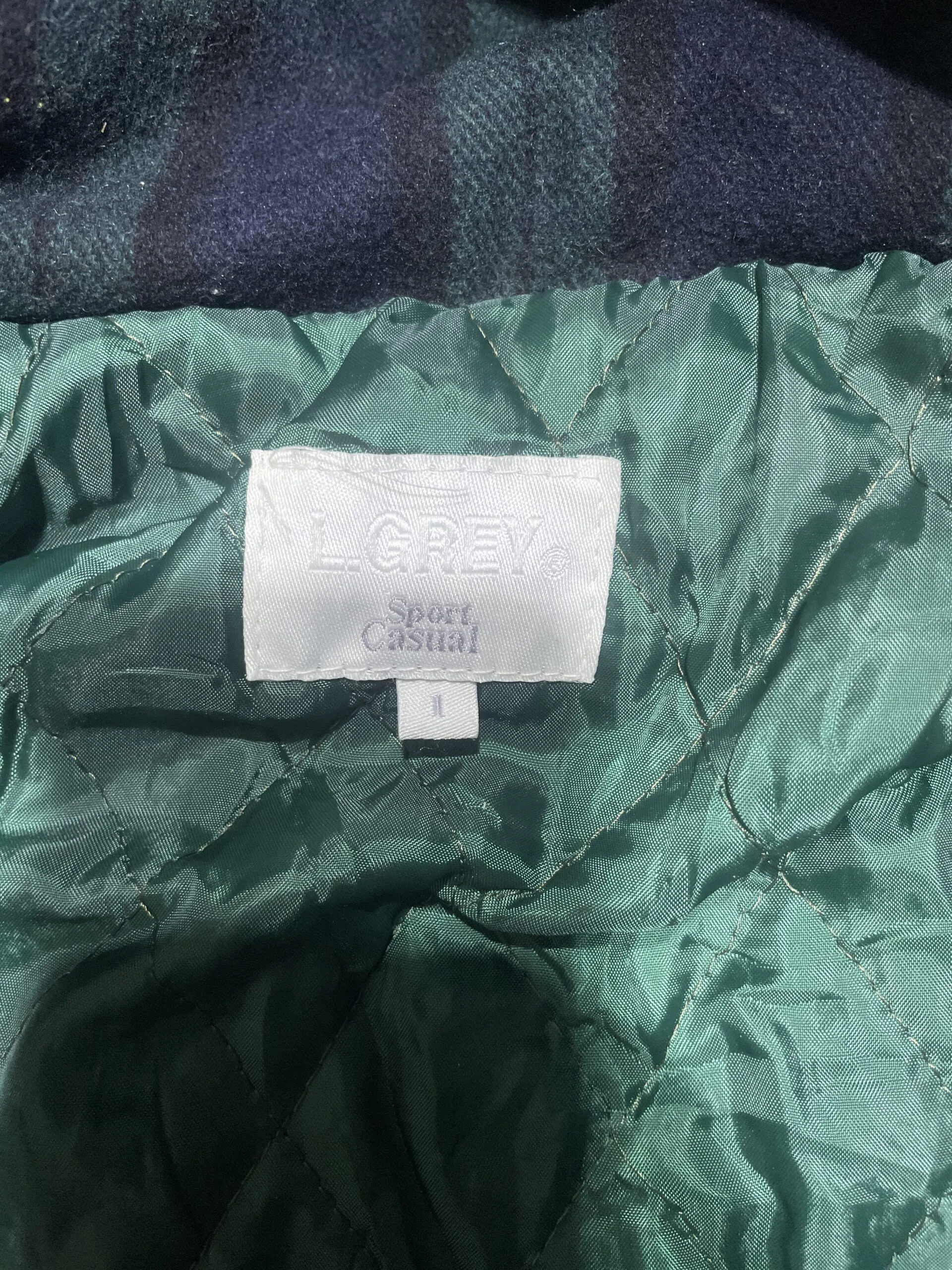 4-Grey Sport Casual Navy Duffle Coat Wool Blend Winter Jacket L