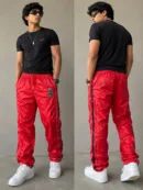 Korean Style Men’s Red Casual Collection Nylon Track Pants | 30-32