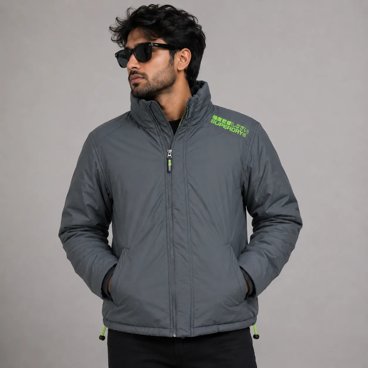 Superdry Professional Waterproof Winter Jacket Grey Green Size M 1 thrift jackets india