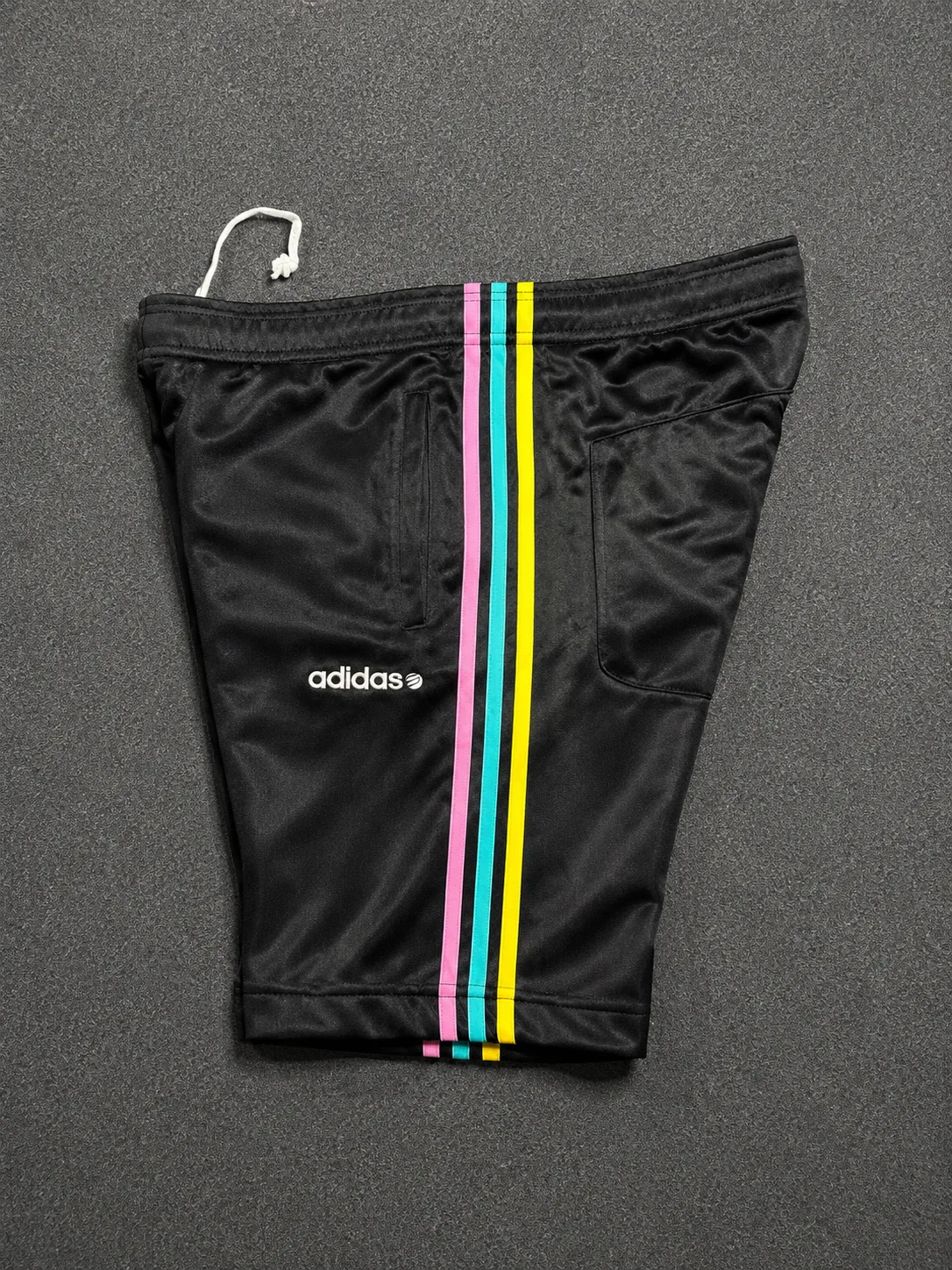 Adidas Black Athletic Shorts With Multicolor Stripes | Waist 32 1 Adidas shorts