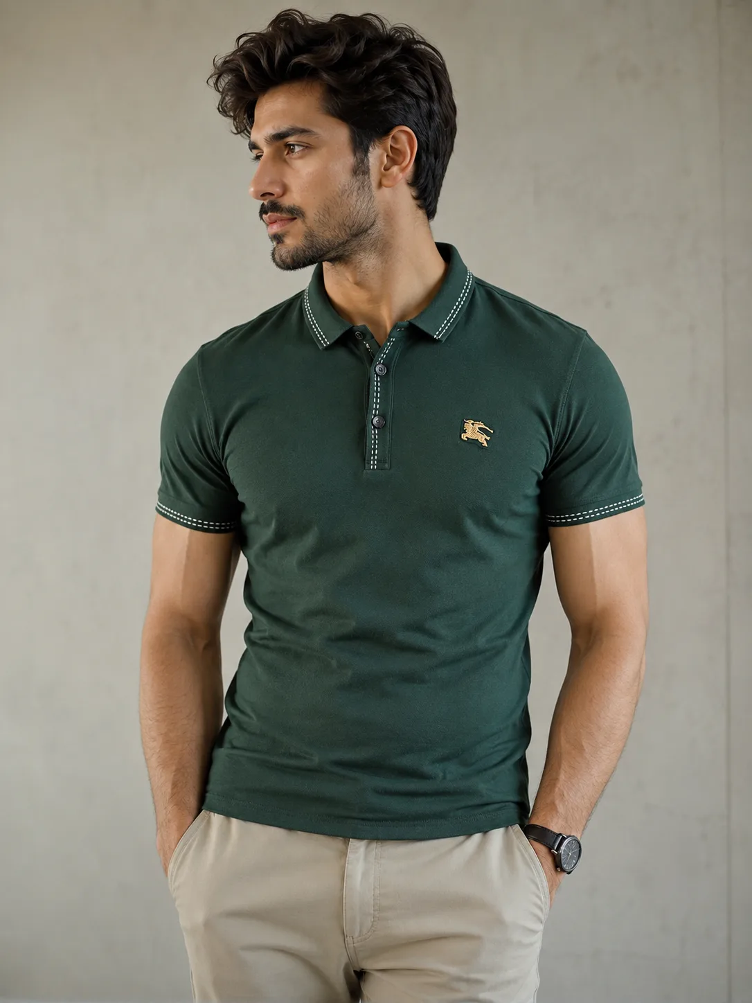 Burberry London England Dark Green Polo T-Shirt | L 1 thrift polo shirts india