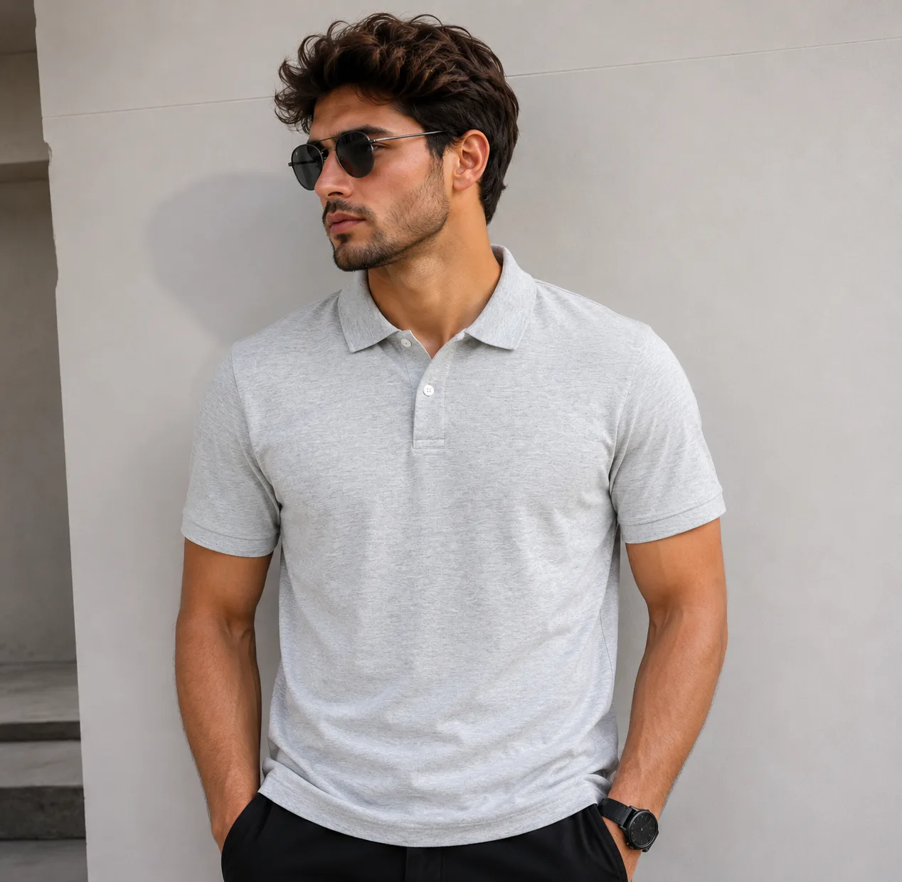 Uniqlo Grey Polo T-Shirt | Xxl |Premium Cotton Blend 1 thrift polo shirts india
