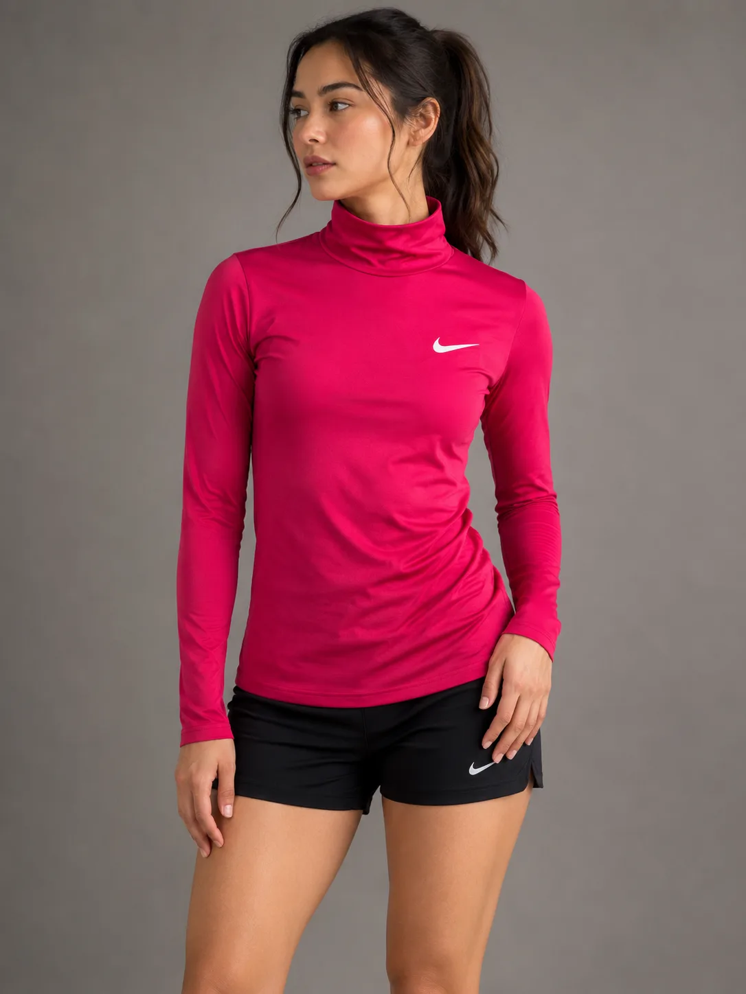 Nike Compression Mock Neck Tshirt Red L