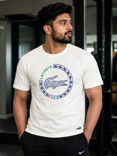 Lacoste Graphic Logo T-Shirt White Casual Half Sleeve L