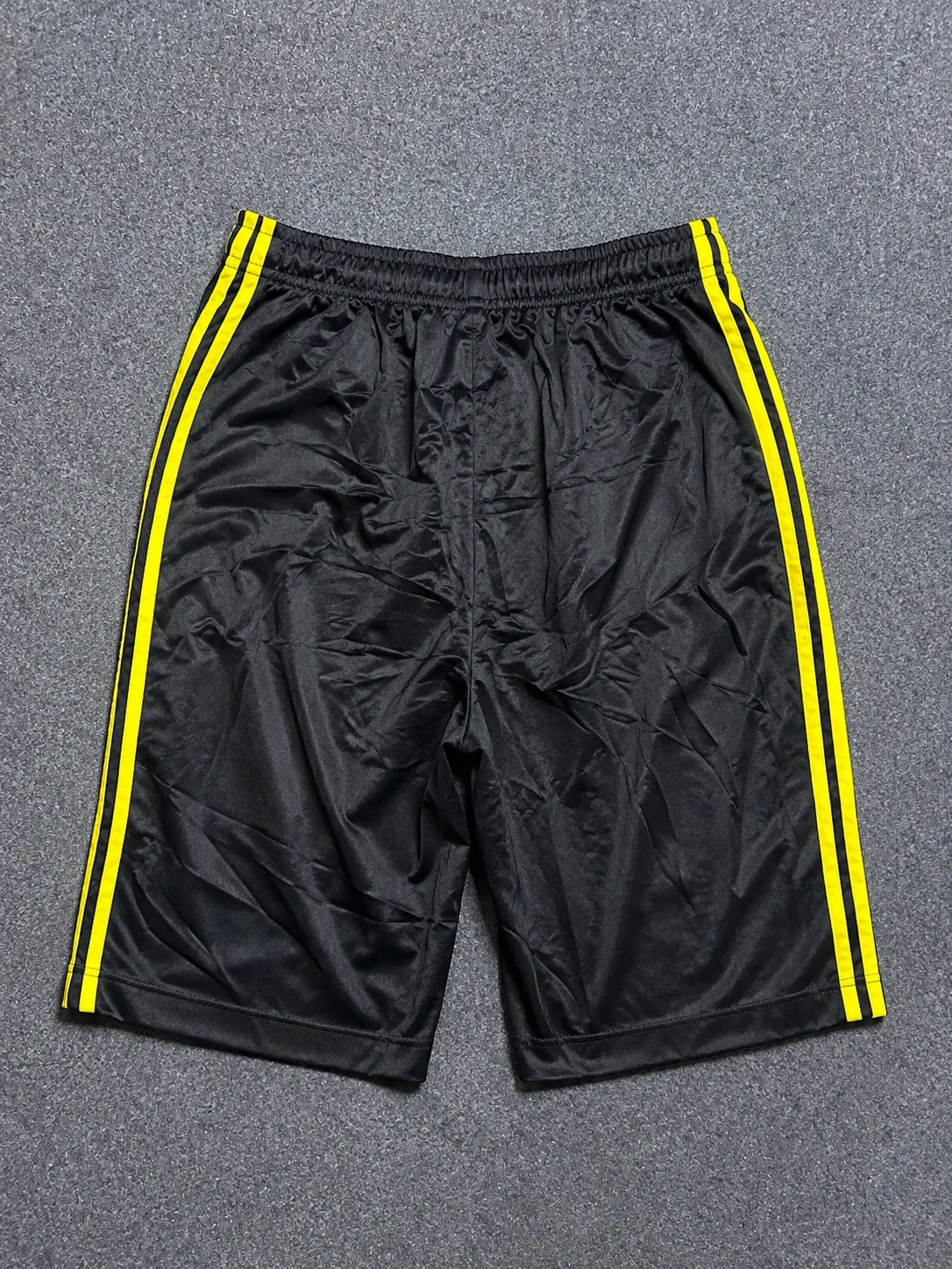 Adidas Vintage 3-Stripes Nylon Shorts | Black Yellow Sports Shorts | 28-32 2 Adidas shorts
