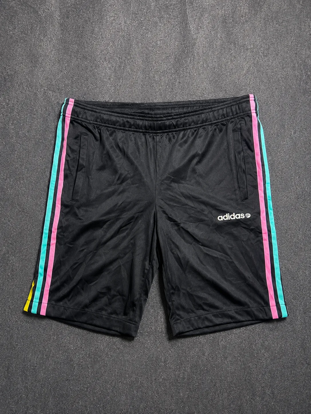 Adidas Black Athletic Shorts With Multicolor Stripes | Waist 32 2 Adidas shorts