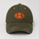 Under Armour Camo Snapback Cap Olive Green & Orange Logo | M/L