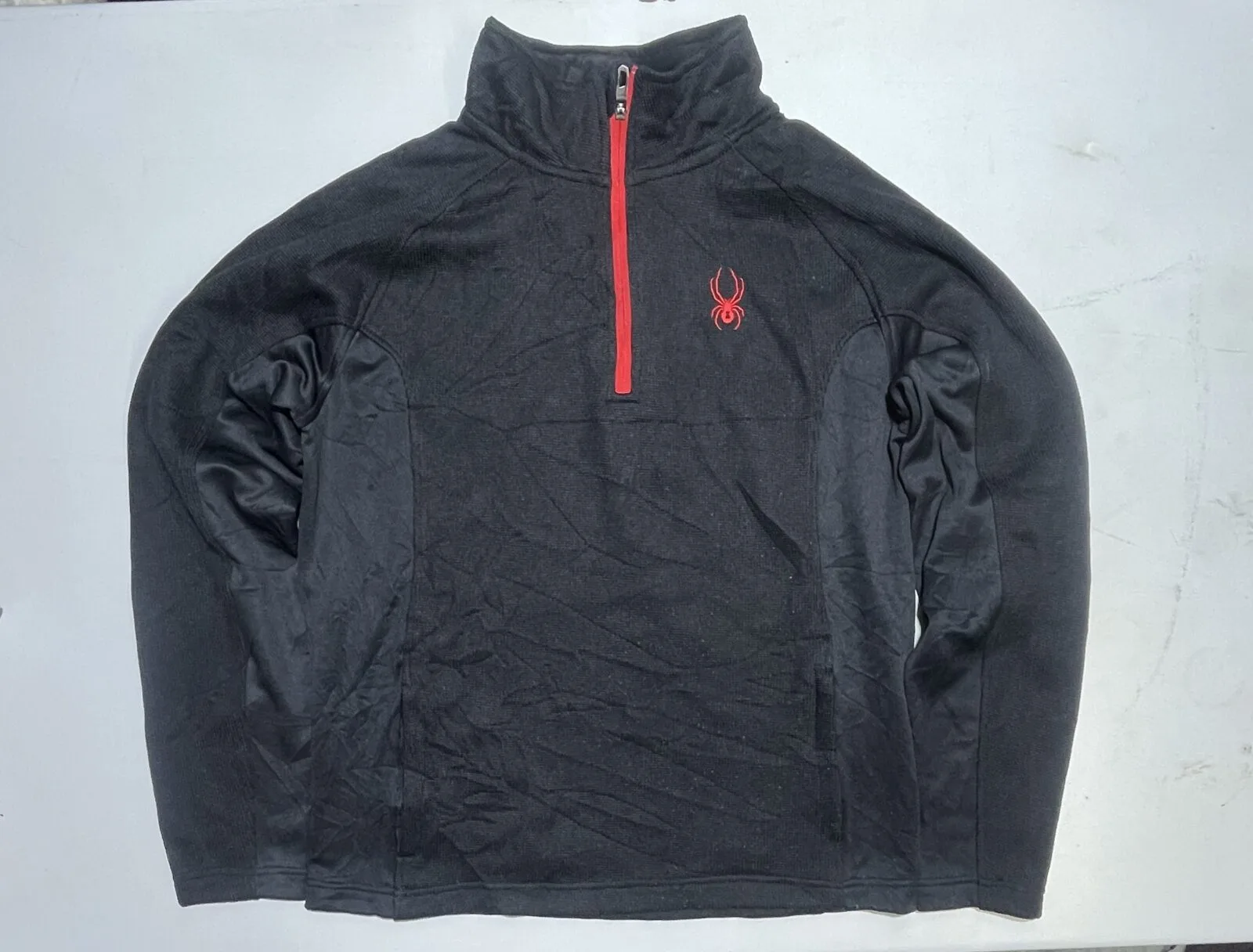 Spyder Men'S 1/4 Zip Performance Fleece Pullover Black Red Outdoor Jacket 2 unisex thrift clothing india