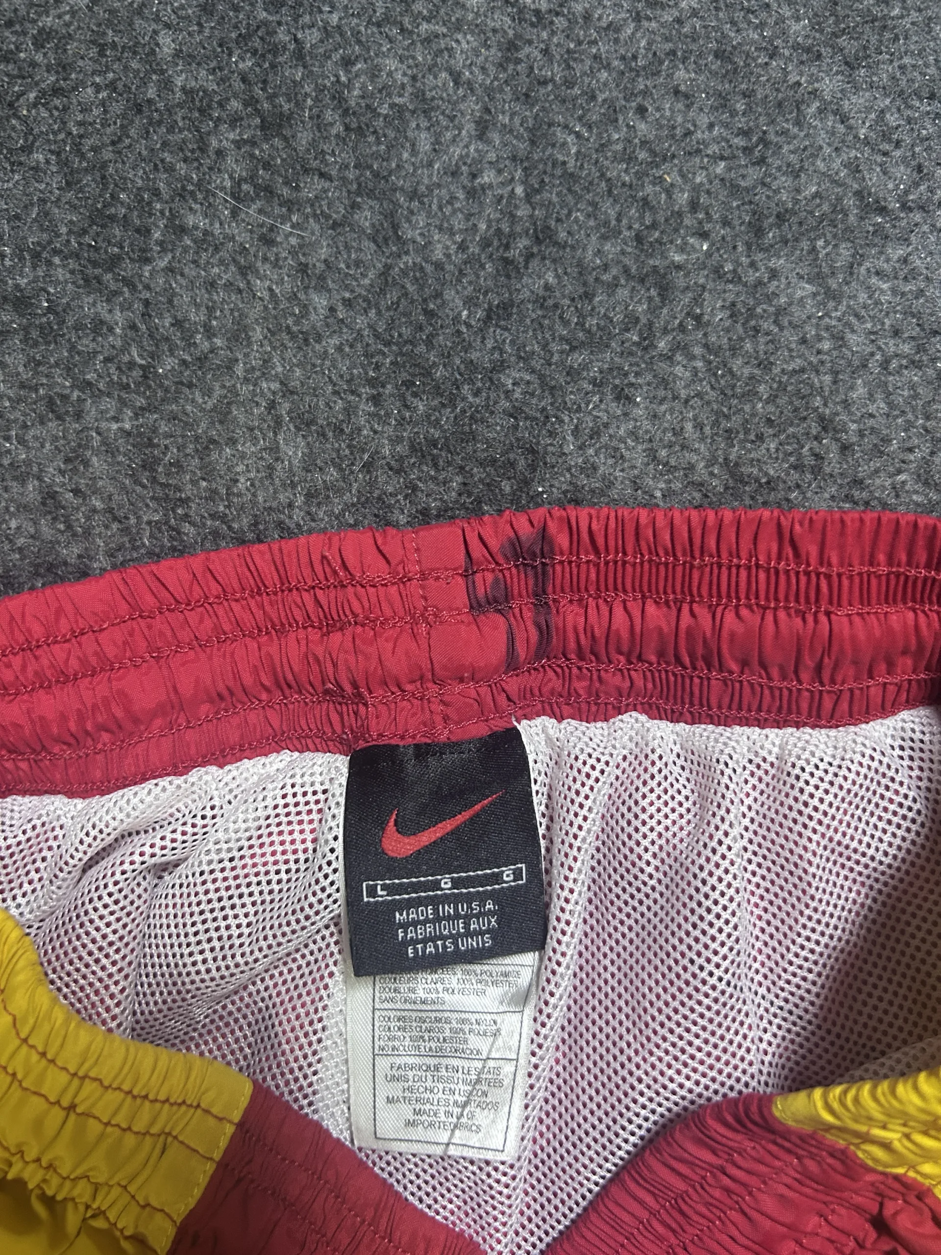 Nike Vintage Red Yellow Windbreaker Track Pants | Mesh Lined Hem Zip Sportswear | Size L - Image 4