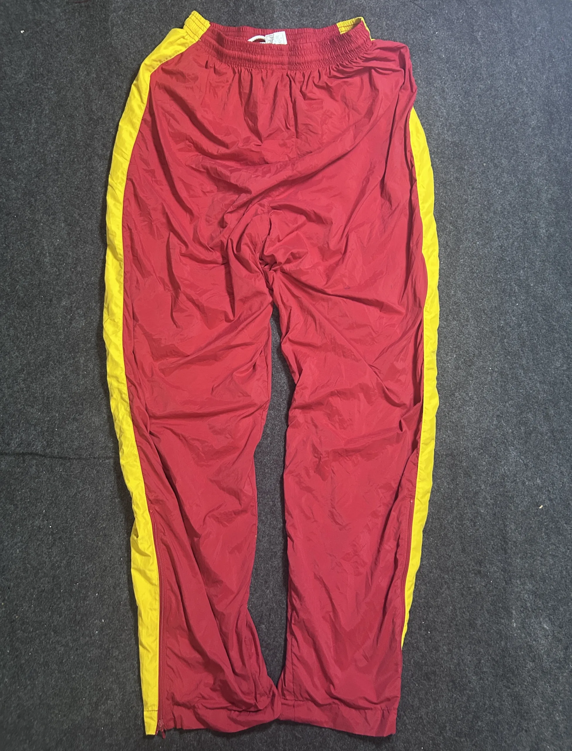 Nike Vintage Red Yellow Windbreaker Track Pants | Mesh Lined Hem Zip Sportswear | Size L - Image 2