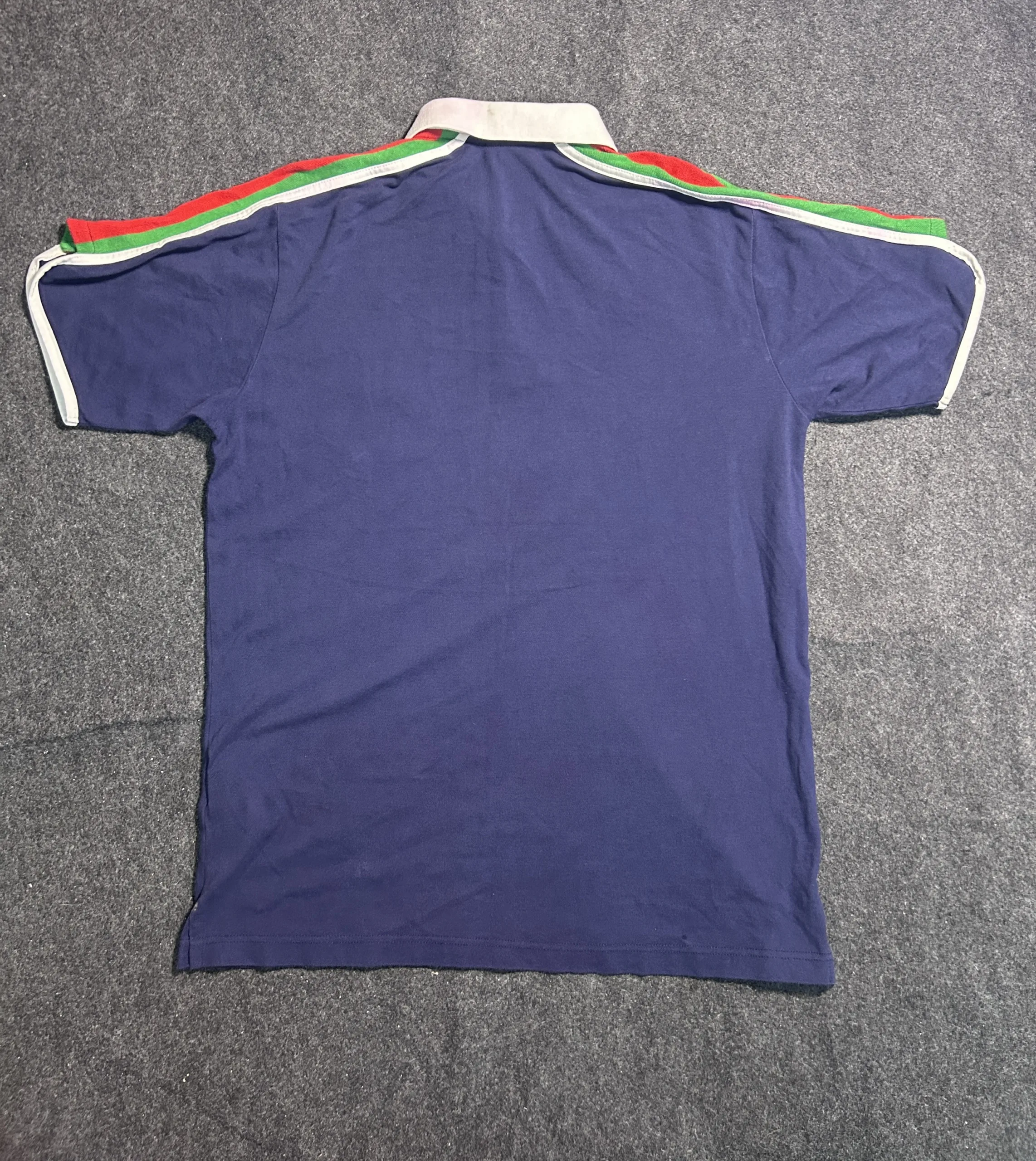 Gucci Web Stripe Polo Shirt Navy Blue XL Made in Italy Designer Luxury Polo - Image 6