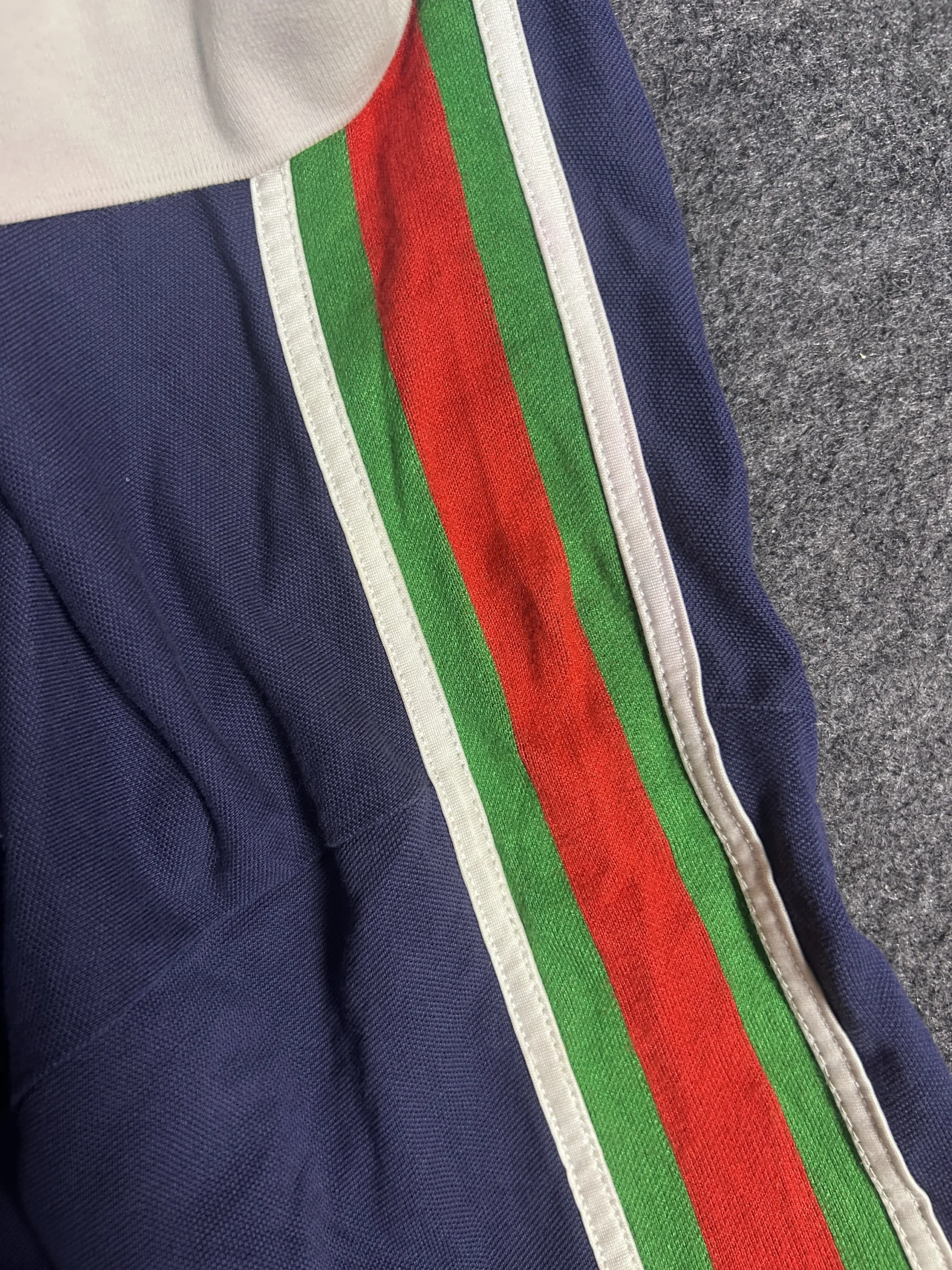 Gucci Web Stripe Polo Shirt Navy Blue XL Made in Italy Designer Luxury Polo - Image 8