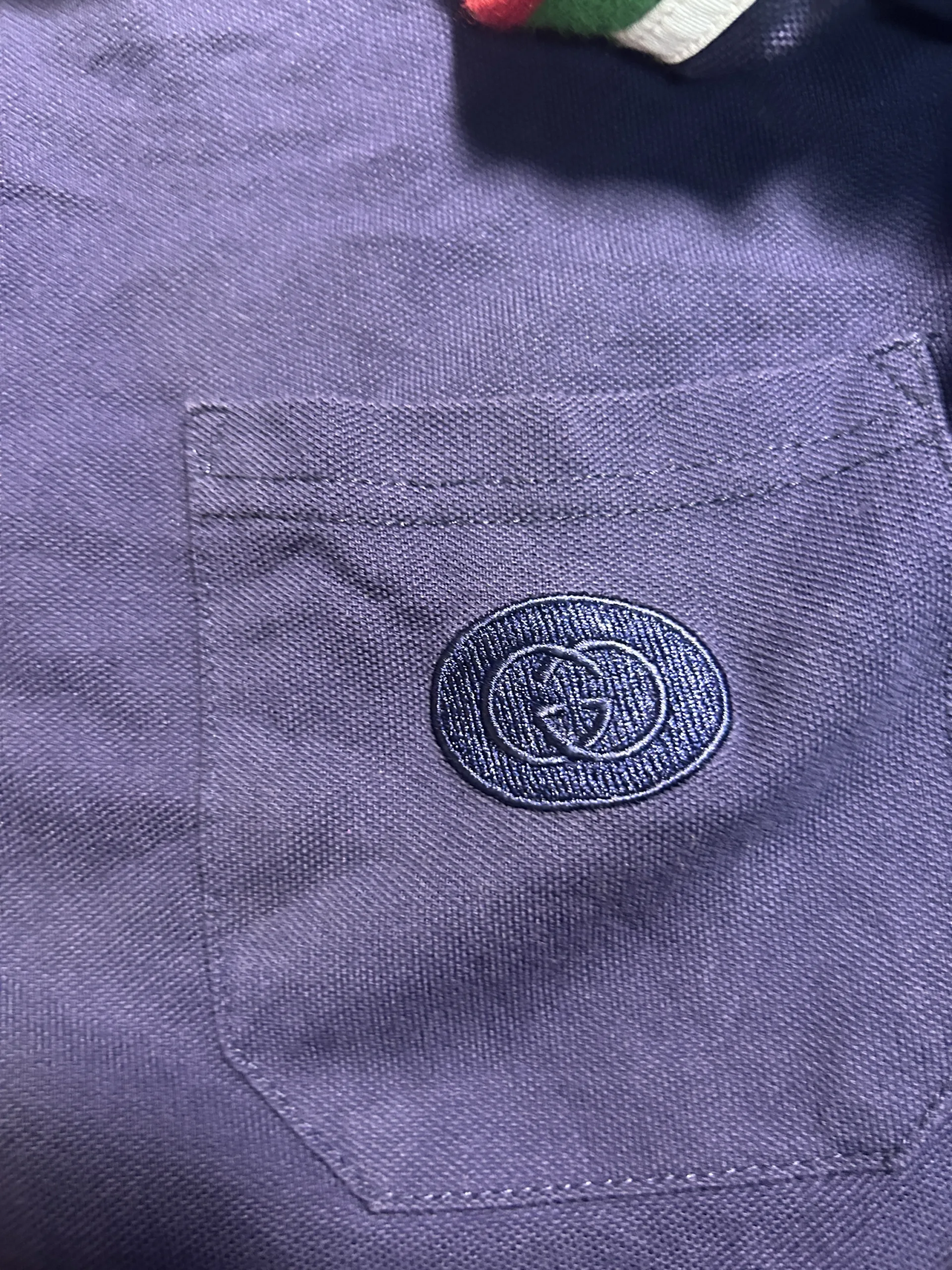 Gucci Web Stripe Polo Shirt Navy Blue XL Made in Italy Designer Luxury Polo - Image 11