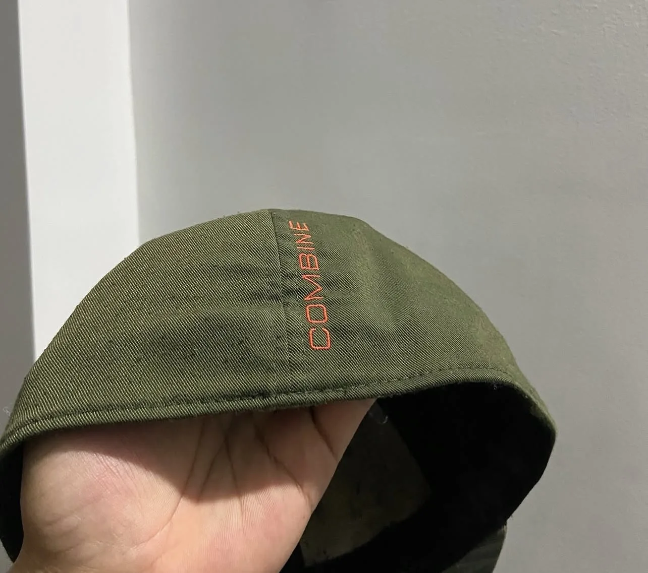 Under Armour Camo Snapback Cap Olive Green & Orange Logo | M/L - Image 5