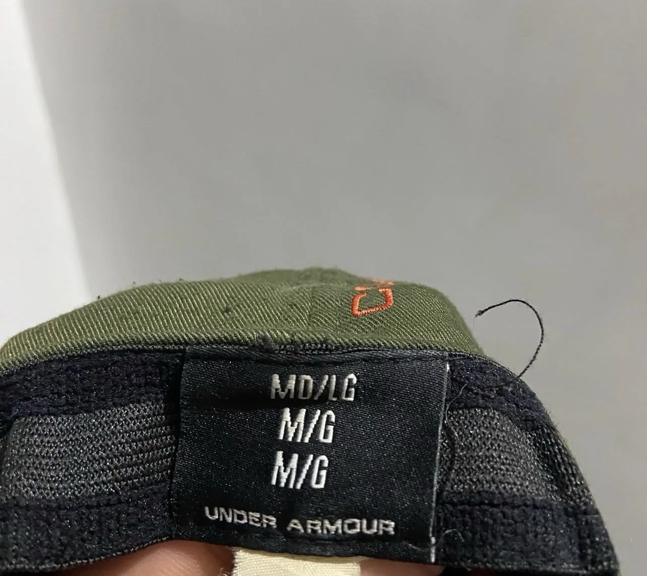 Under Armour Camo Snapback Cap Olive Green & Orange Logo | M/L - Image 6