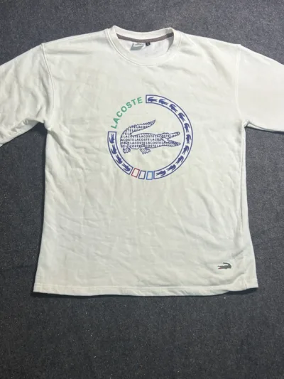 Lacoste Graphic Logo T-Shirt White Casual Half Sleeve L