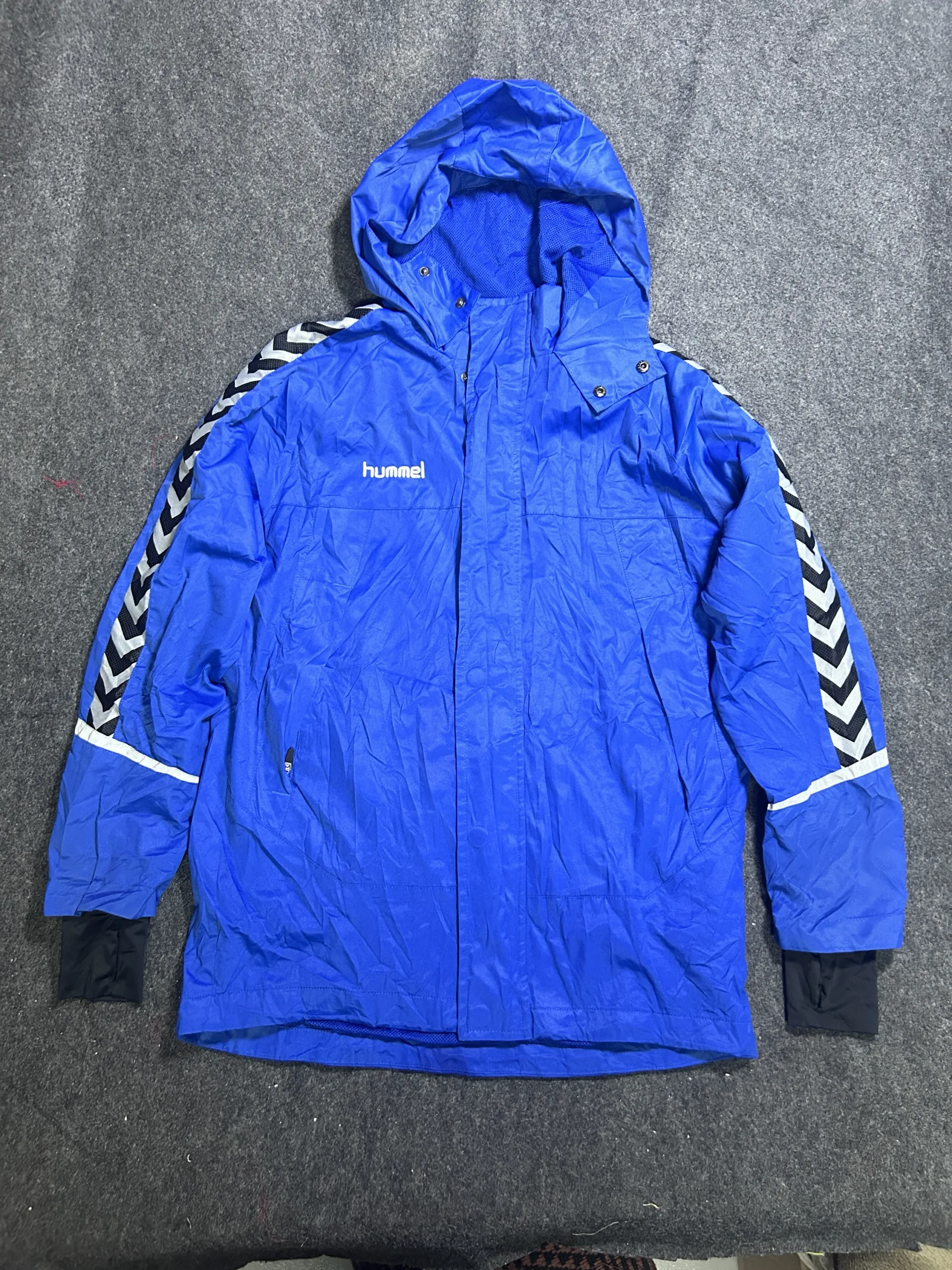 Hummel Authentic Blue Waterproof Hooded Sports Jacket S 2 thrift jackets india