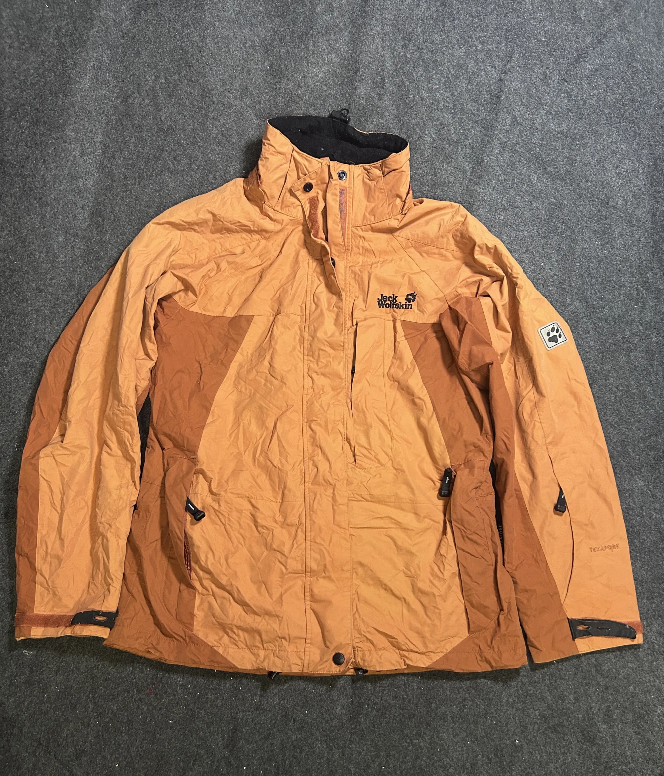 Jack Wolfskin Texapore Waterproof Hooded Hiking Jacket Brown | Unisex | M 2 thrift jackets india