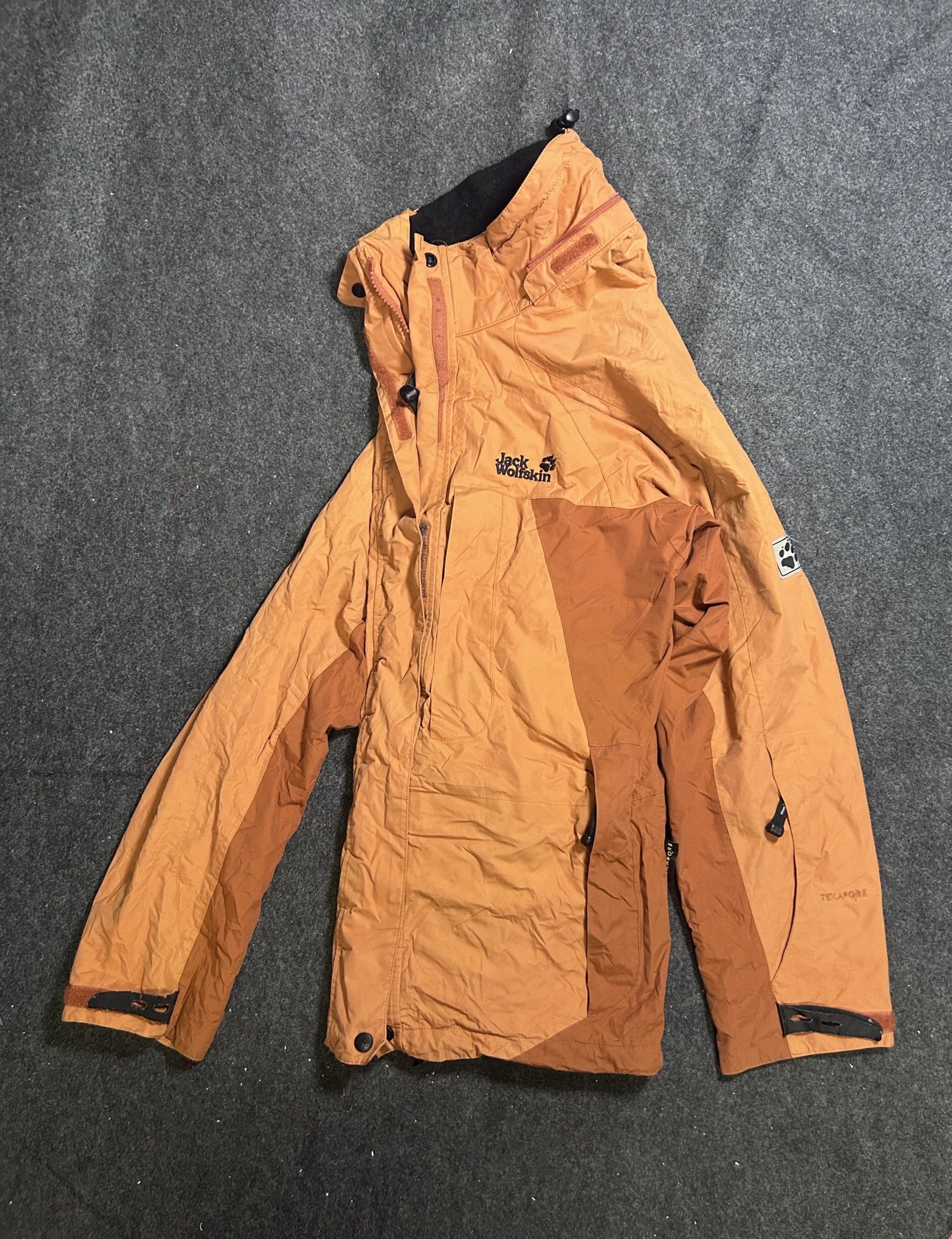Jack Wolfskin Texapore Waterproof Hooded Hiking Jacket Brown | Unisex | M 1 thrift jackets india