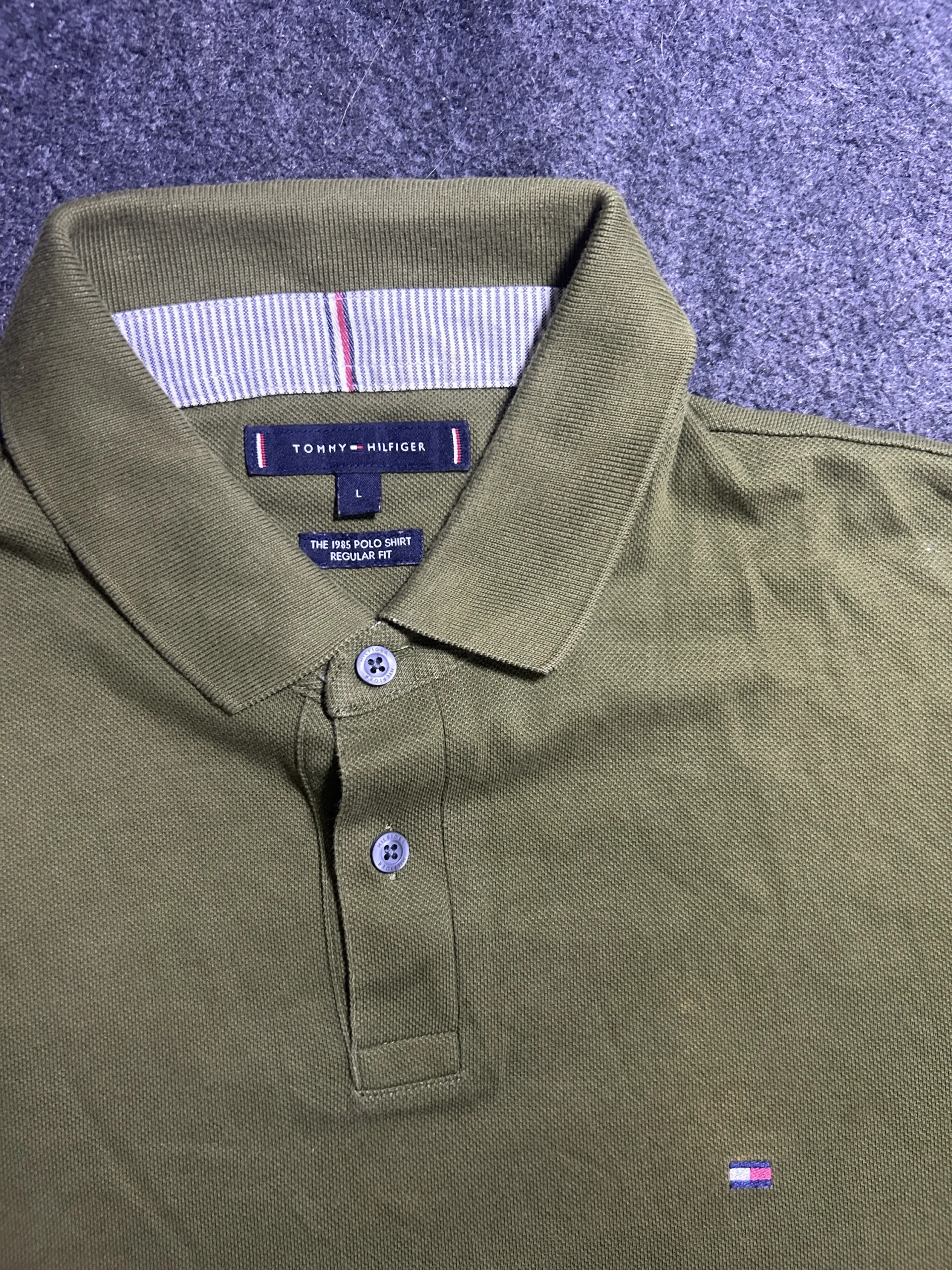 Tommy Hilfiger 1985 Regular Fit Olive Green Polo Shirt | L 5 thrift polo shirts india