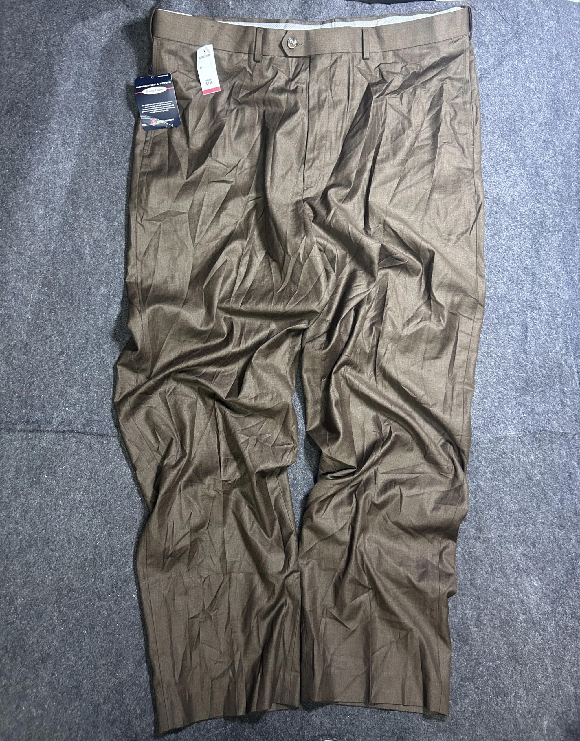 Roundtree &Amp; Yorke Easy Care Flat Front Dress Pants Brown | Xxl 1 online thrift store india