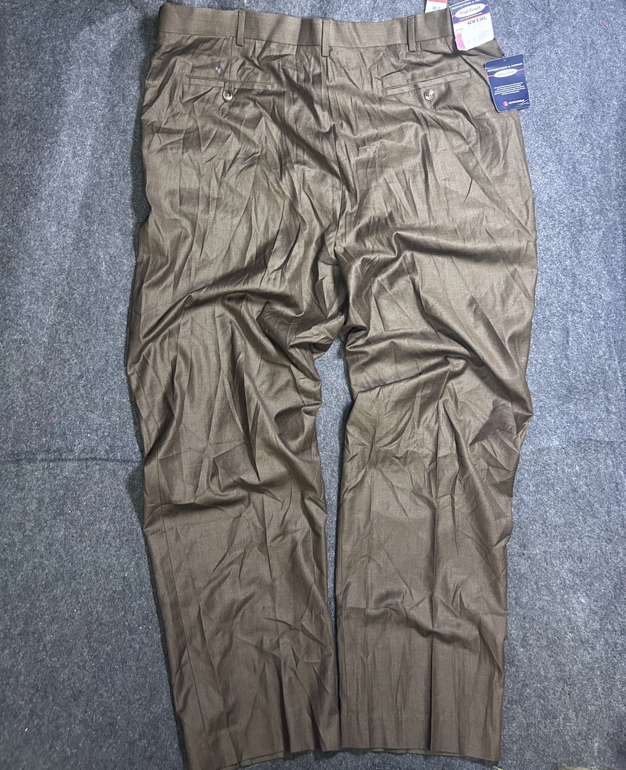 Roundtree &Amp; Yorke Easy Care Flat Front Dress Pants Brown | Xxl 2 online thrift store india