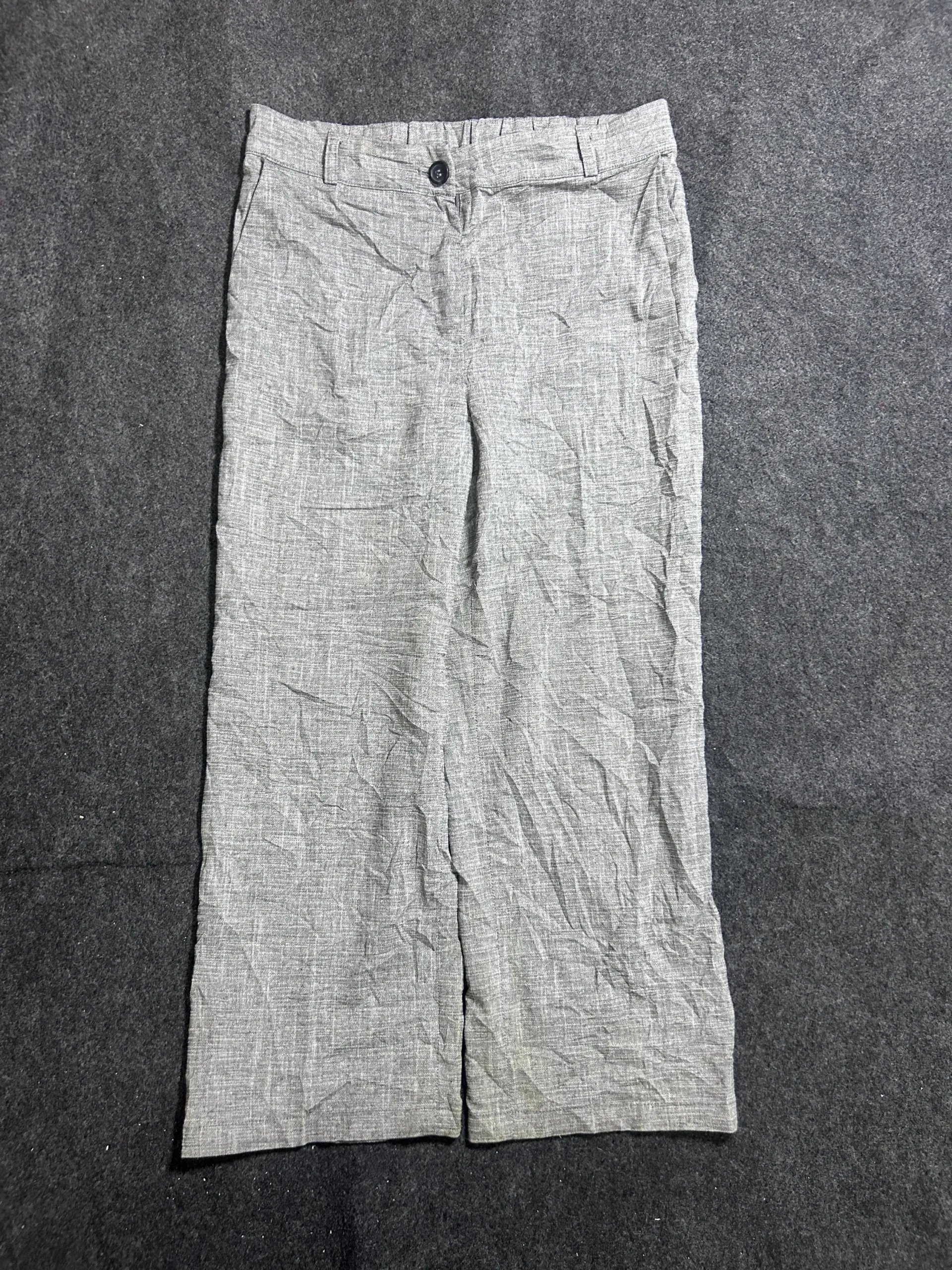 Jennu Korean Gray Textured Wide-Leg Casual Pants W 28 1 online thrift store india