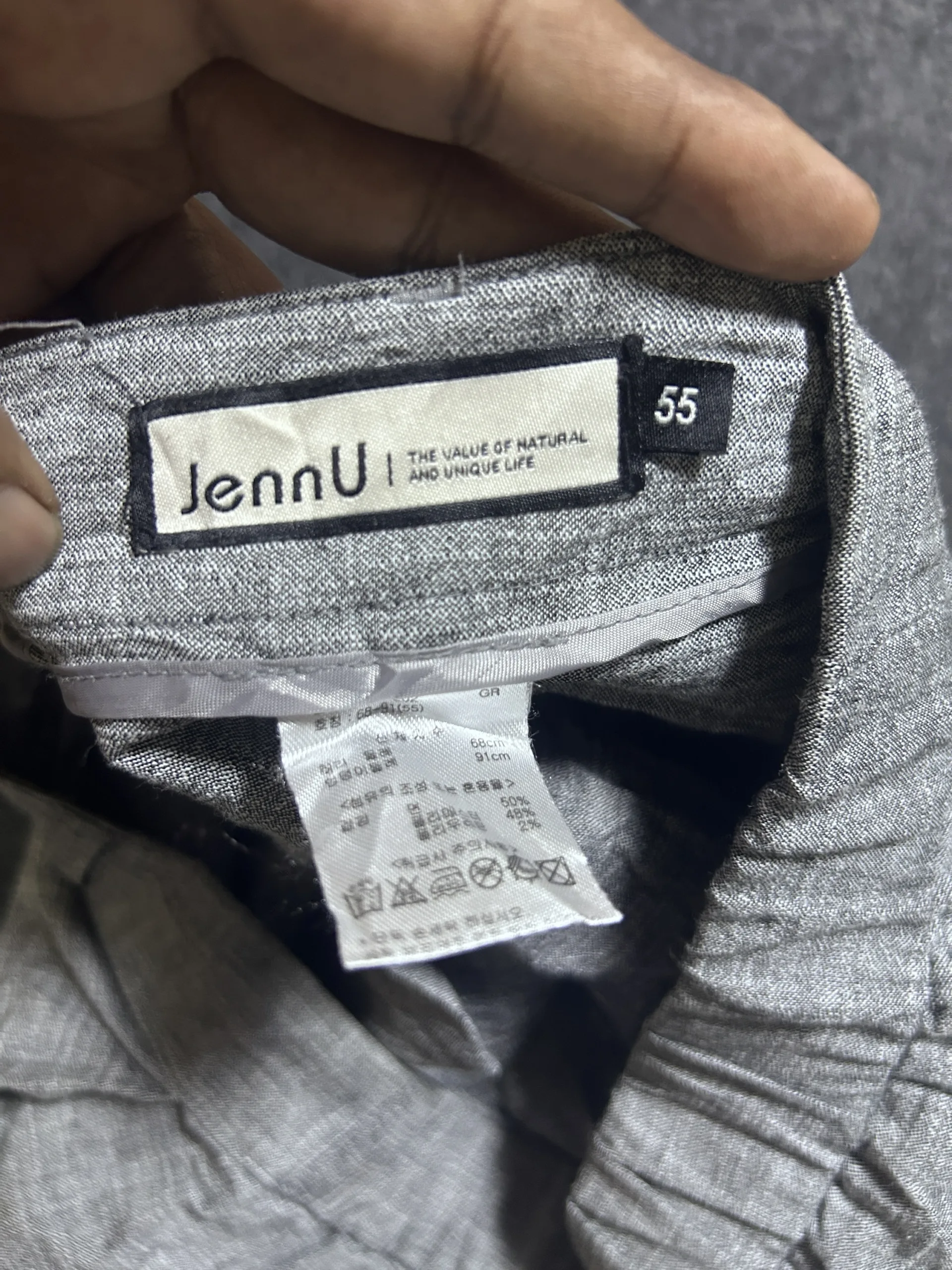 Jennu Korean Gray Textured Wide-Leg Casual Pants W 28 3 online thrift store india