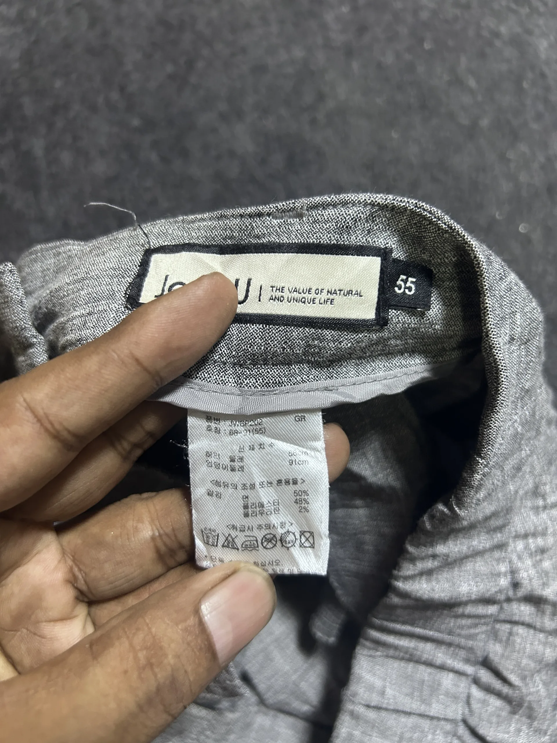 Jennu Korean Gray Textured Wide-Leg Casual Pants W 28 4 online thrift store india