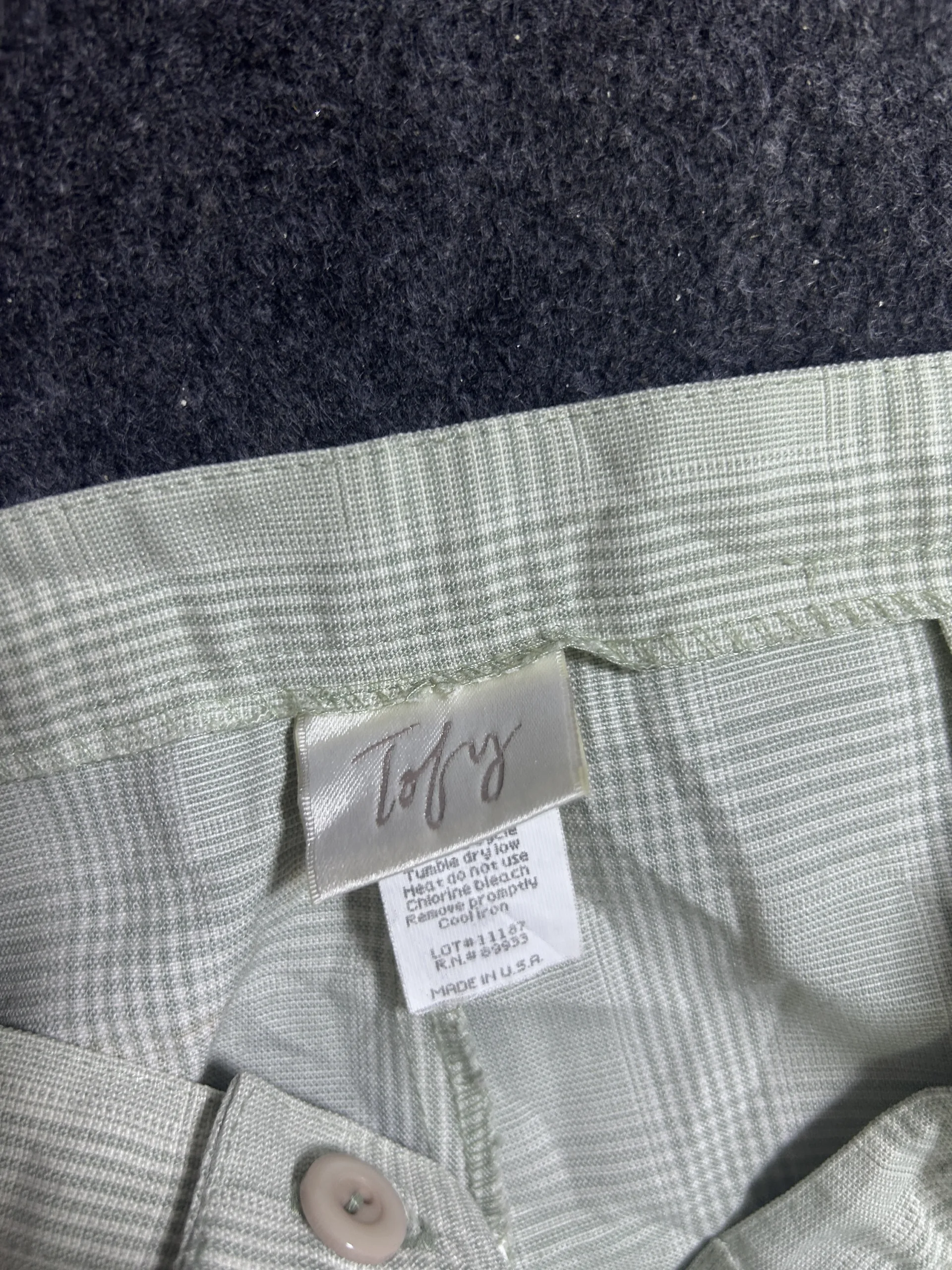 Vintage Usa Plaid Wide-Leg Trousers – Light Green &Amp; White W34 3 online thrift store india