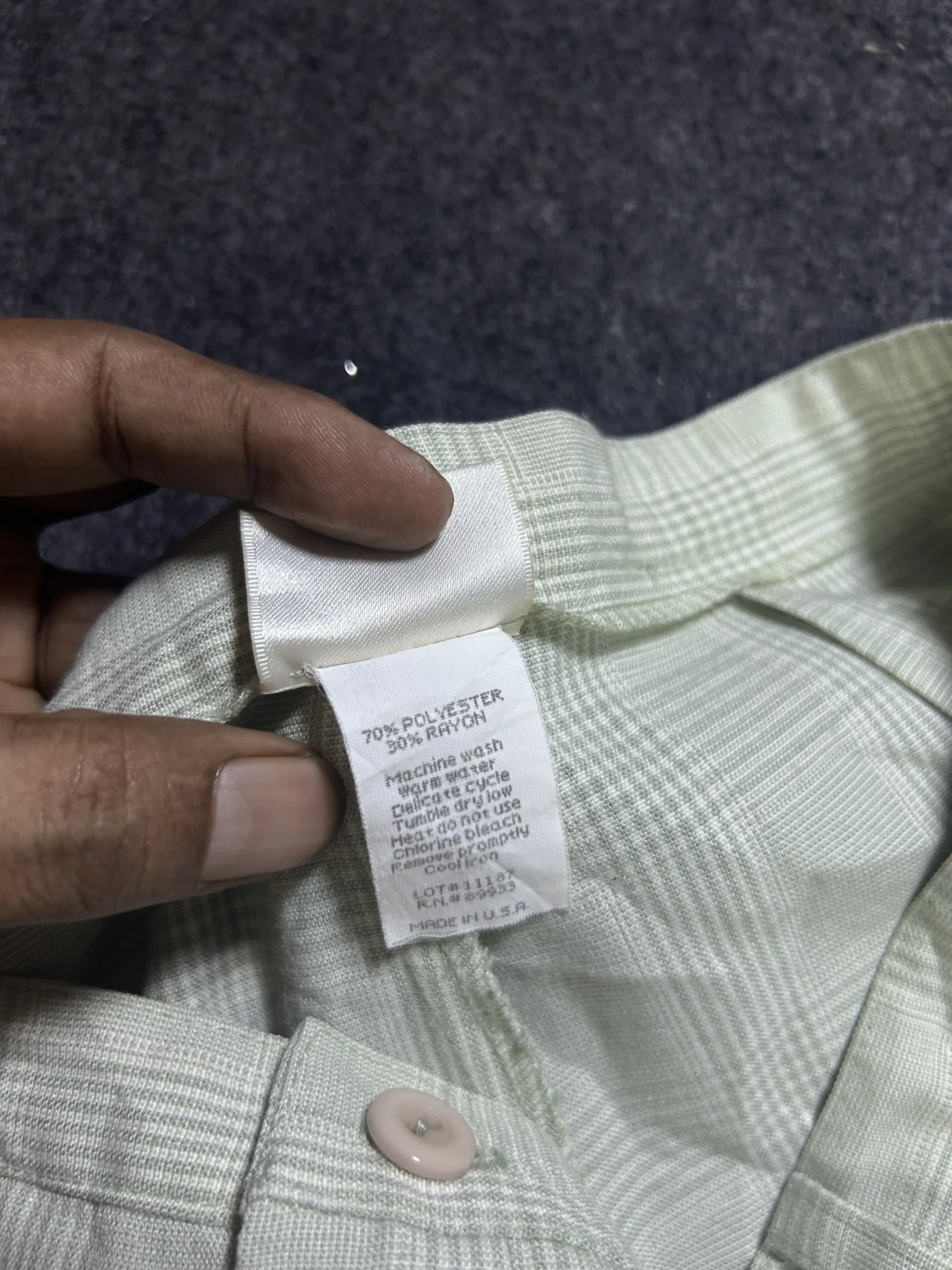 Vintage Usa Plaid Wide-Leg Trousers – Light Green &Amp; White W34 4 online thrift store india