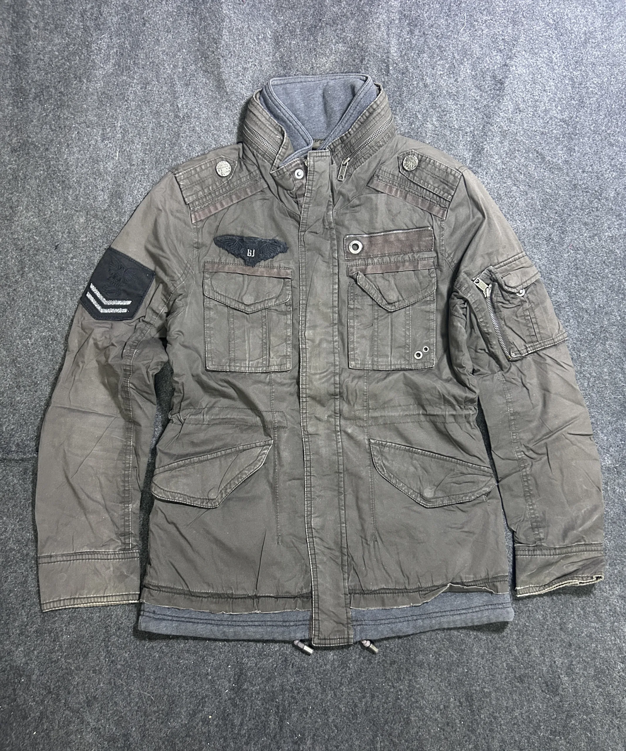 Buckaroo Jeans Vintage Military Utility Jacket Olive Green Multi-Pocket L 2 thrift jackets india