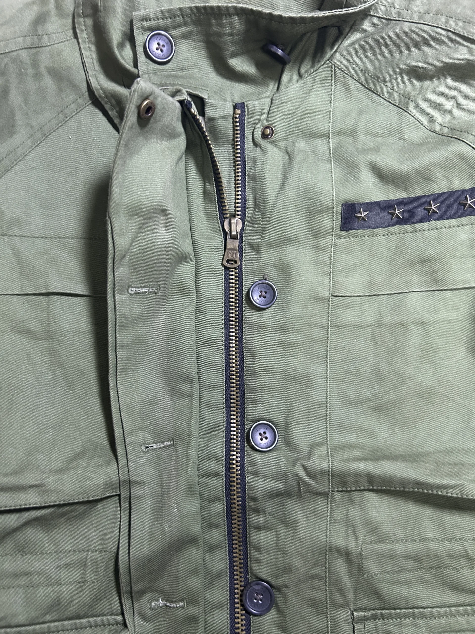 Ugiz Khaki Field Jacket Vintage Military Style Multi-Pocket Cotton Jacket L/Xl 7 thrift jackets india