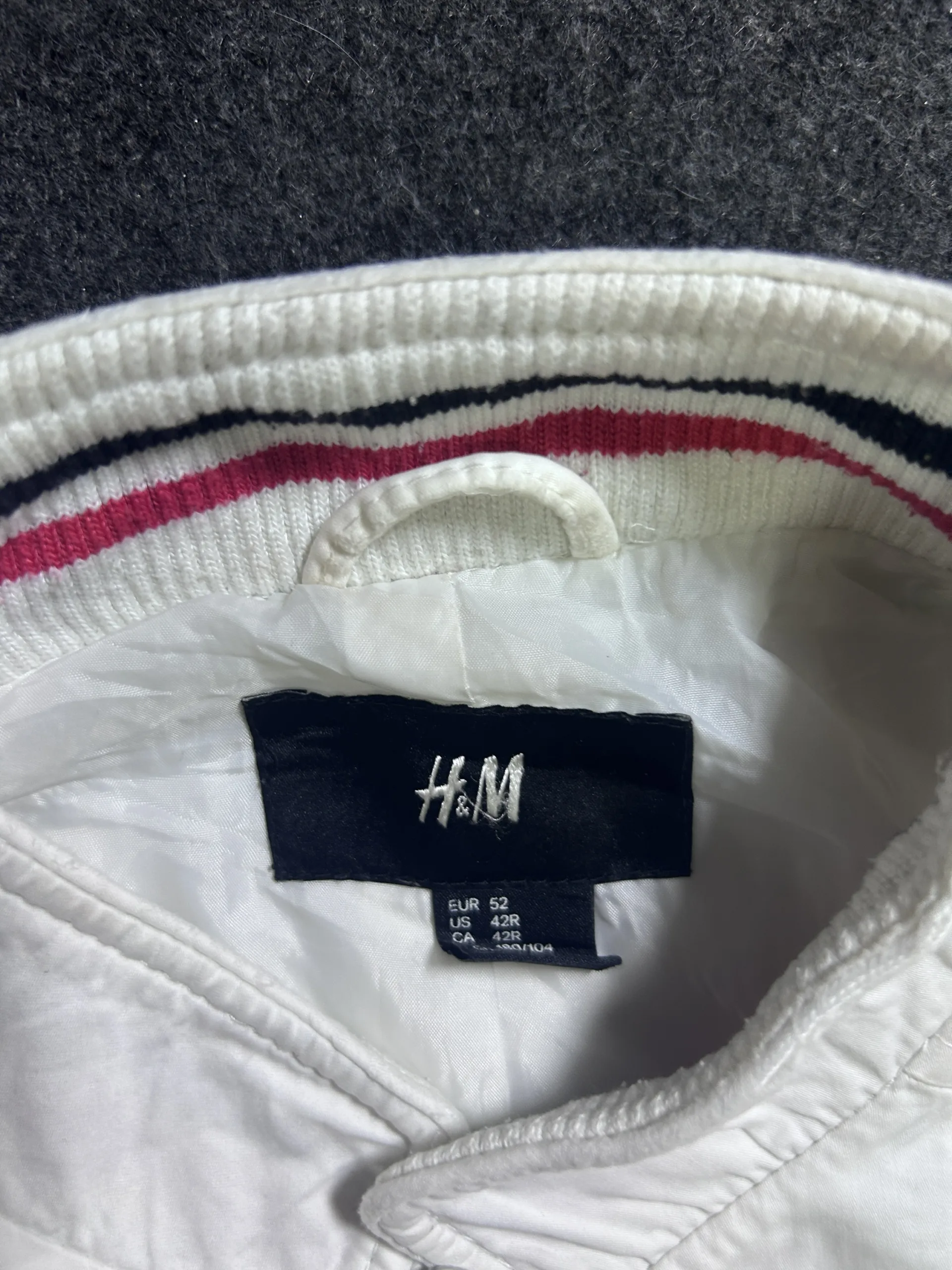 H&Amp;M White Cotton Bomber Winter Jacket L 5 thrift jackets india