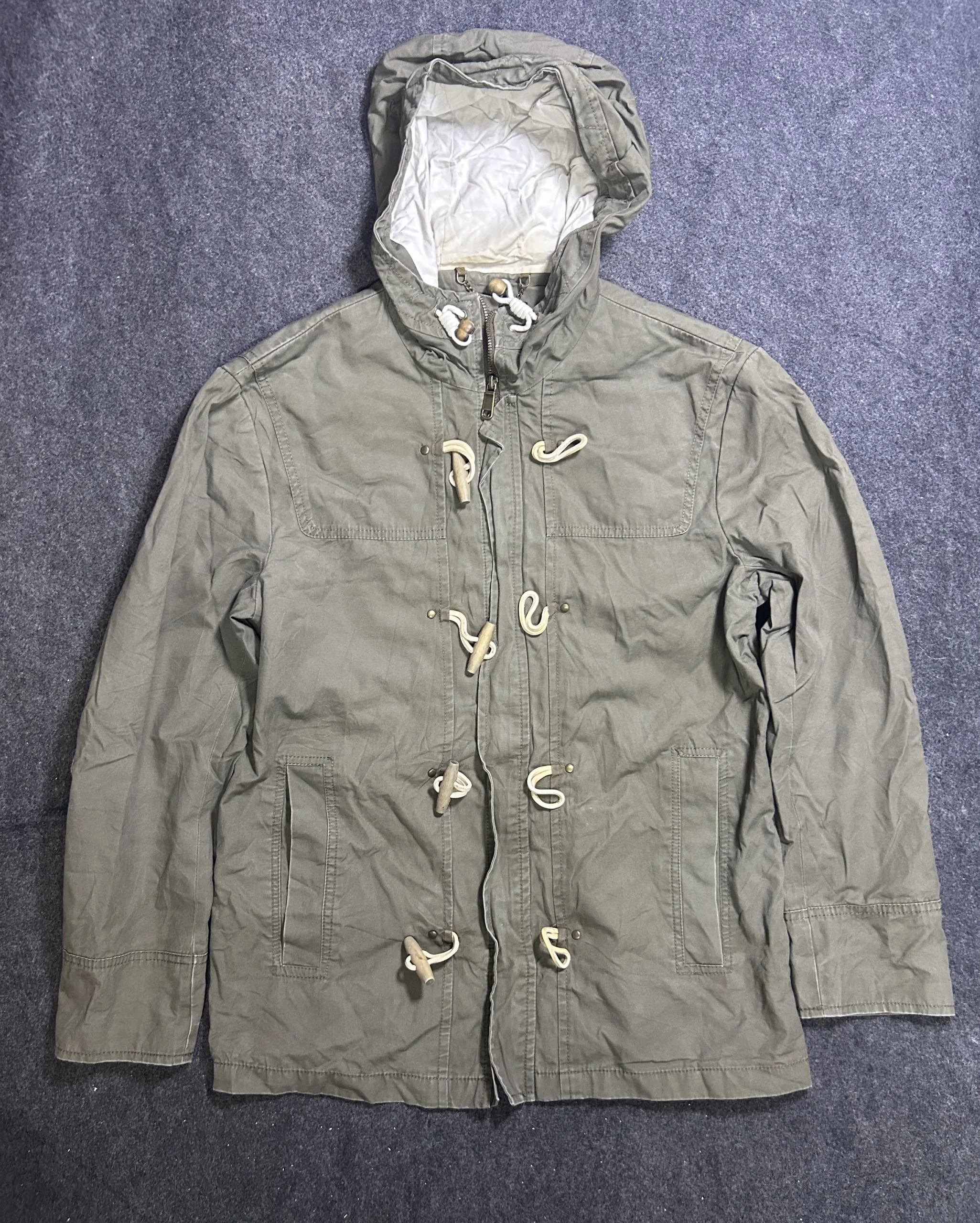 H&Amp;M Olive Green Hooded Field Jacket | Cotton Utility Parka | L 2 thrift jackets india