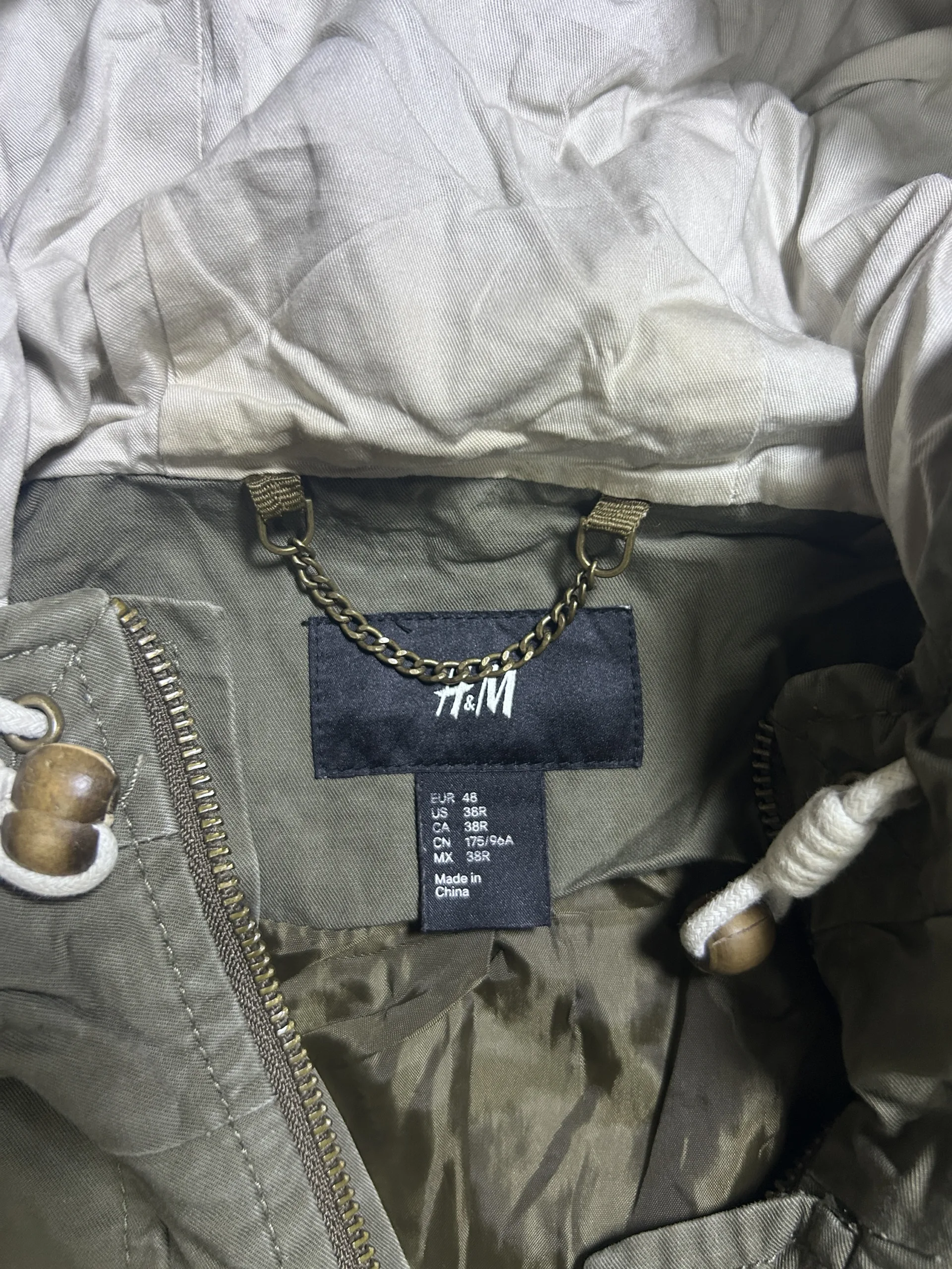 H&Amp;M Olive Green Hooded Field Jacket | Cotton Utility Parka | L 4 thrift jackets india