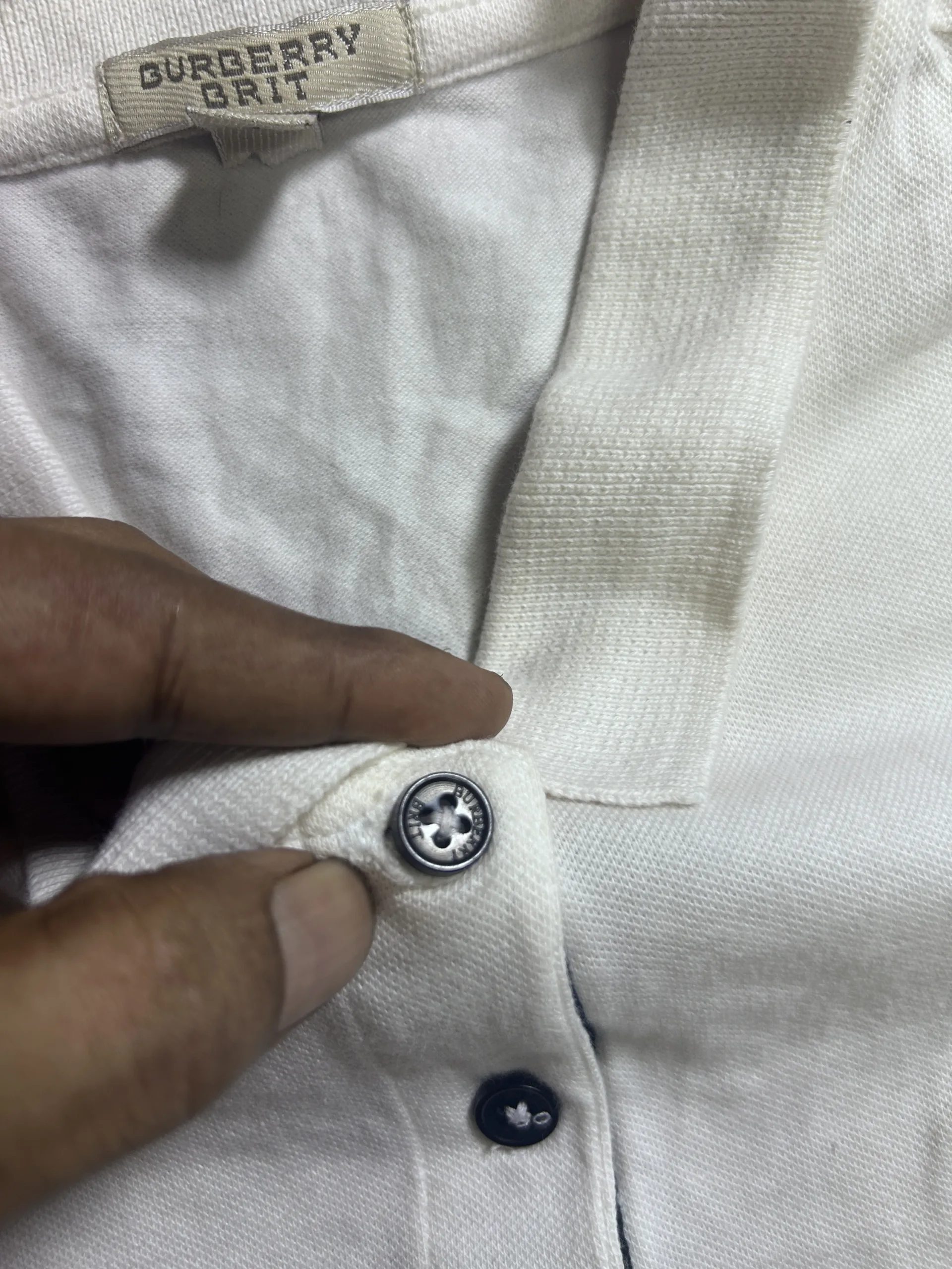 Burberry Brit White 100% Cotton Polo Shirt – Equestrian Knight Logo | S 5 thrift polo shirts india