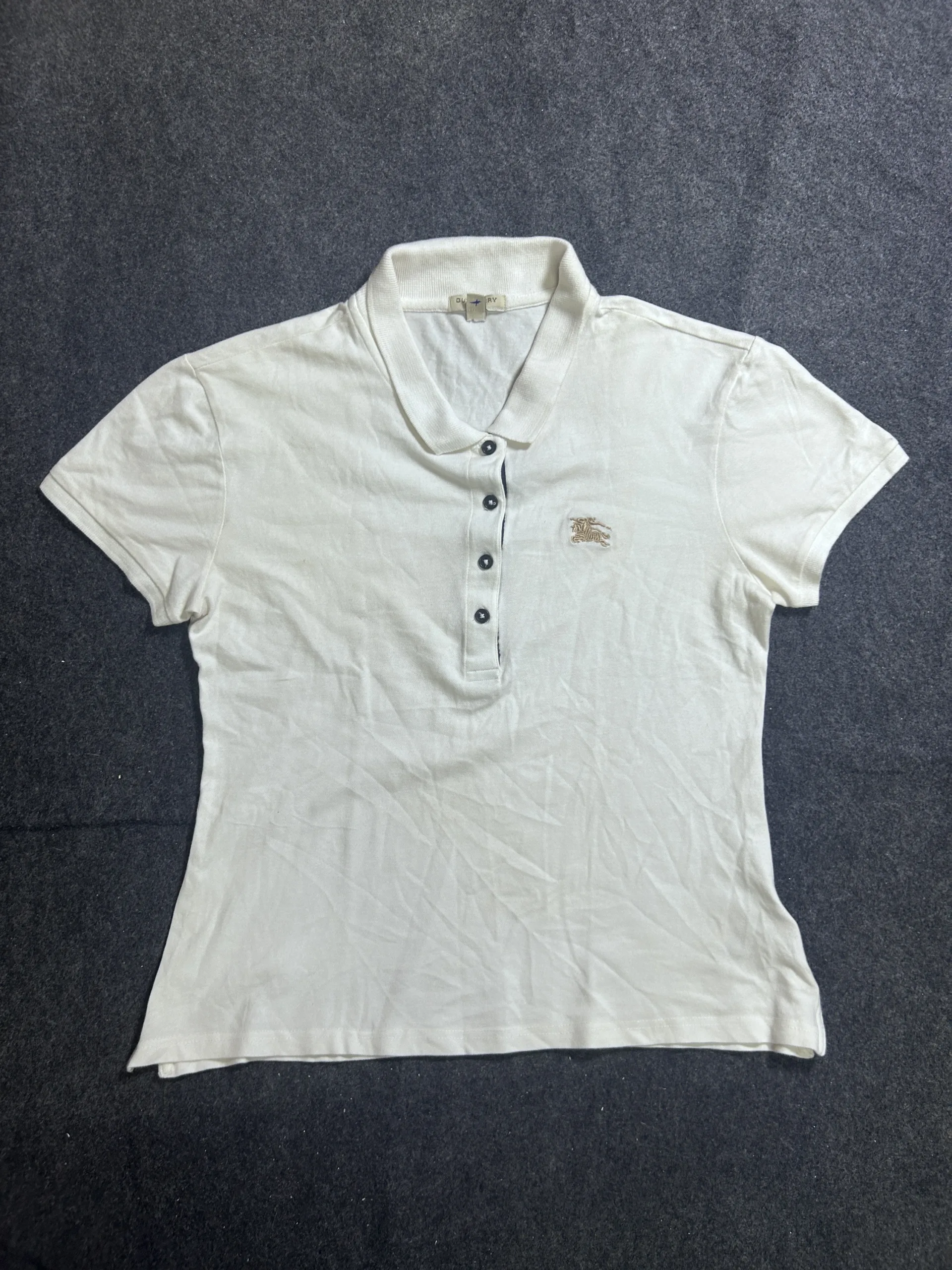 Burberry Brit White 100% Cotton Polo Shirt – Equestrian Knight Logo | S 1 thrift polo shirts india